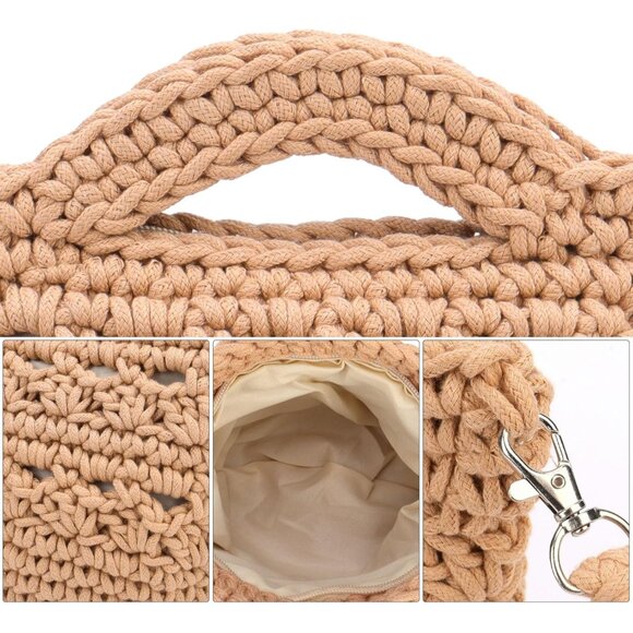 Straw Crossbody Bag Cotton Summer Beach Tote Small Travel Portable - Picture 7 of 9